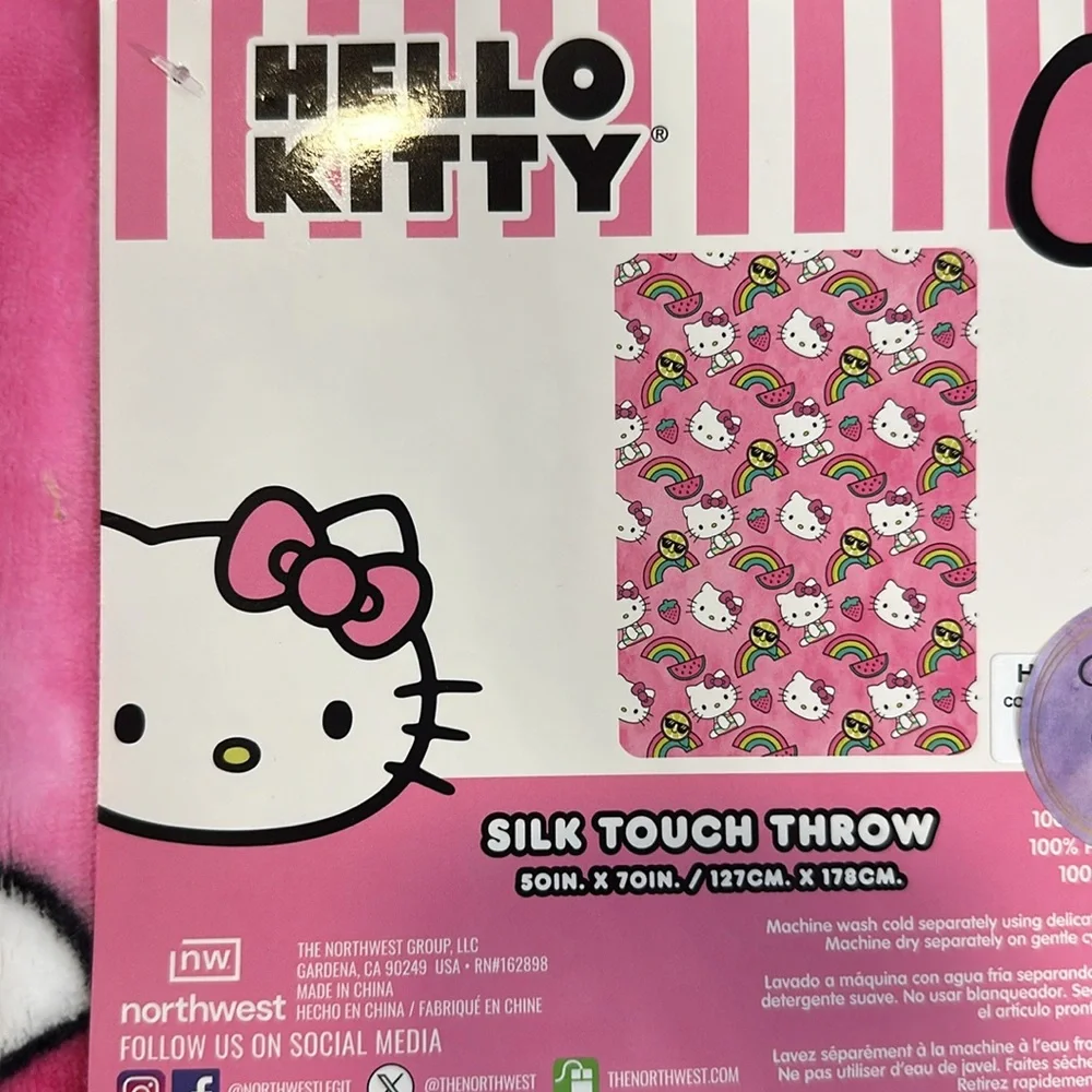 HELLO KITTY Tie Dye Rainbow Summer Silk Touch Throw